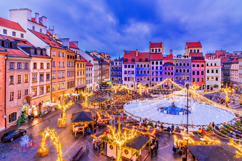 Kerstmarkt in Warschau