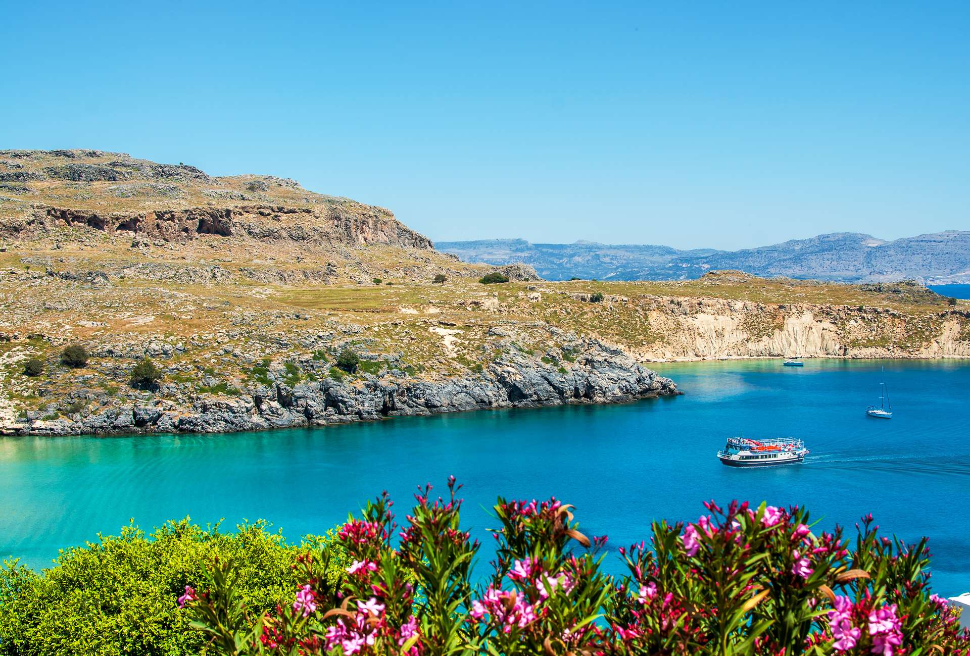 Griekenland Rhodos Lindos Acropolis Saint Pauls Bay