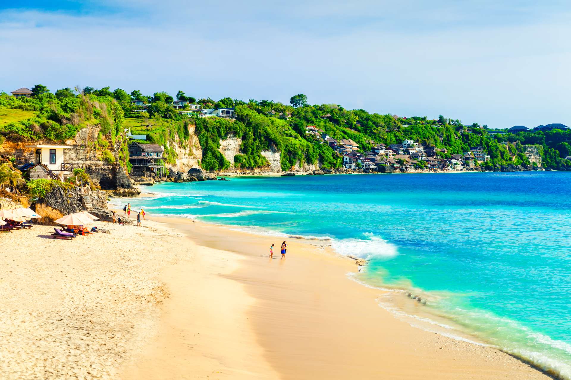 Indonesië Bali wit strand met blauwe zee